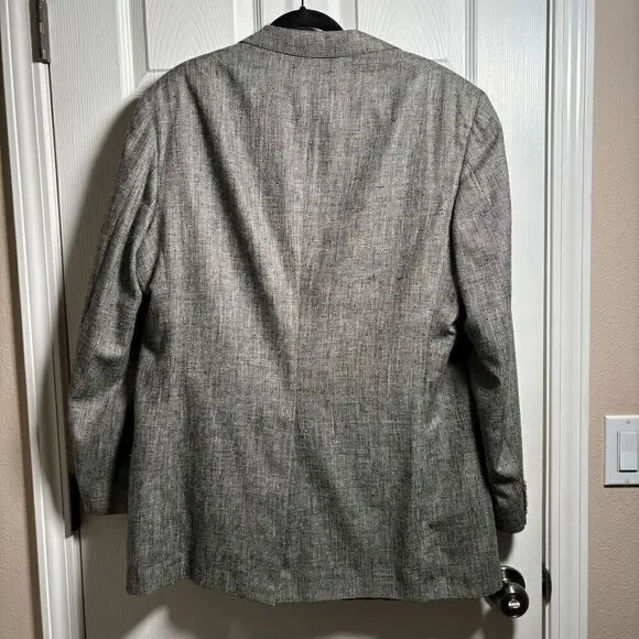 Christian Brooks 100% Silk Gray Blazer Suit Jacket 44 L Tweed 2 Button Pocket US - Picture 3 of 10